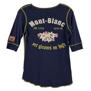 Alp‎ N Rock Henley Womens Small Mont Blanc Chamonix Embroidered 3/4 Sleeve